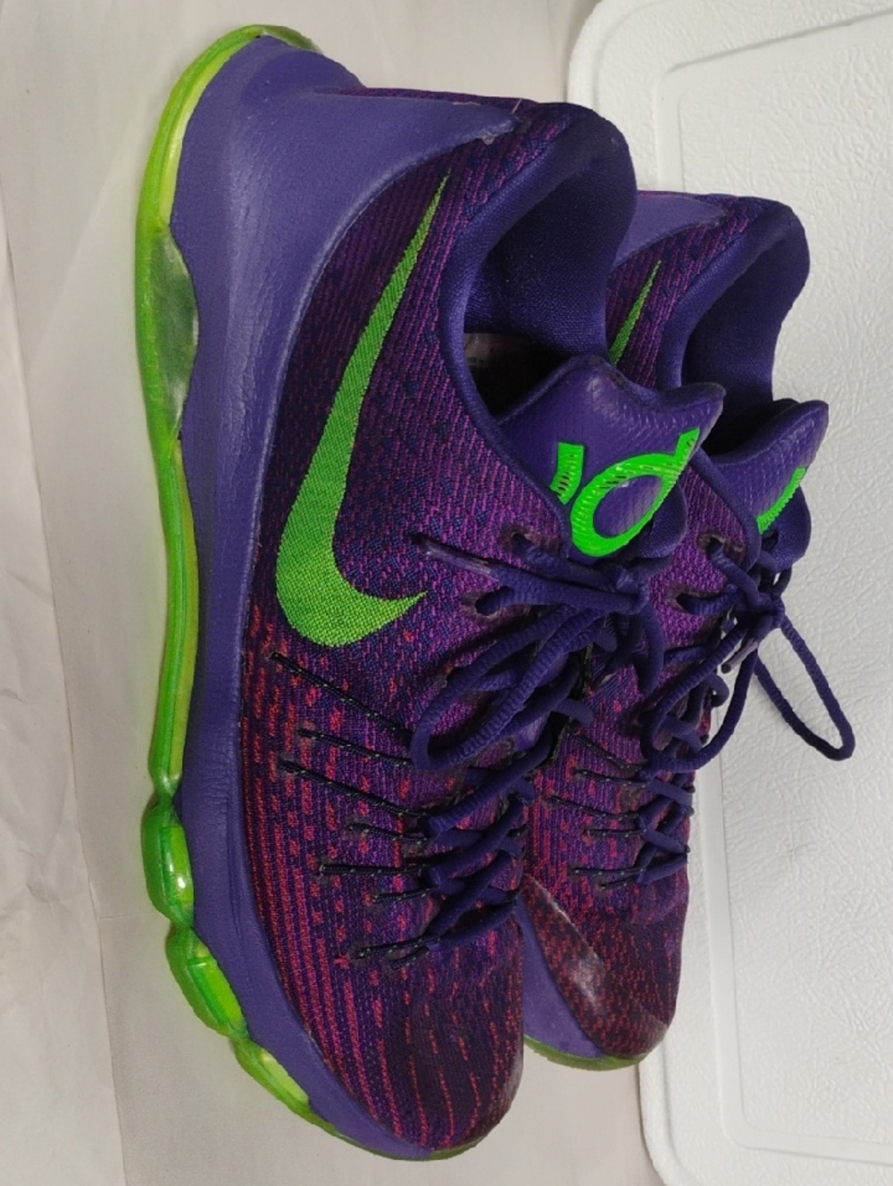 Nike Kevin Durant Purple Basketball Shoes with Neon Green Accents